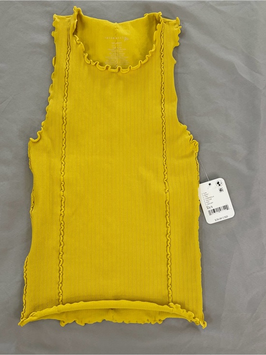 Free People Tops - Free People Ribbed Lettuce-Edge Tank in Sunshine Yellow